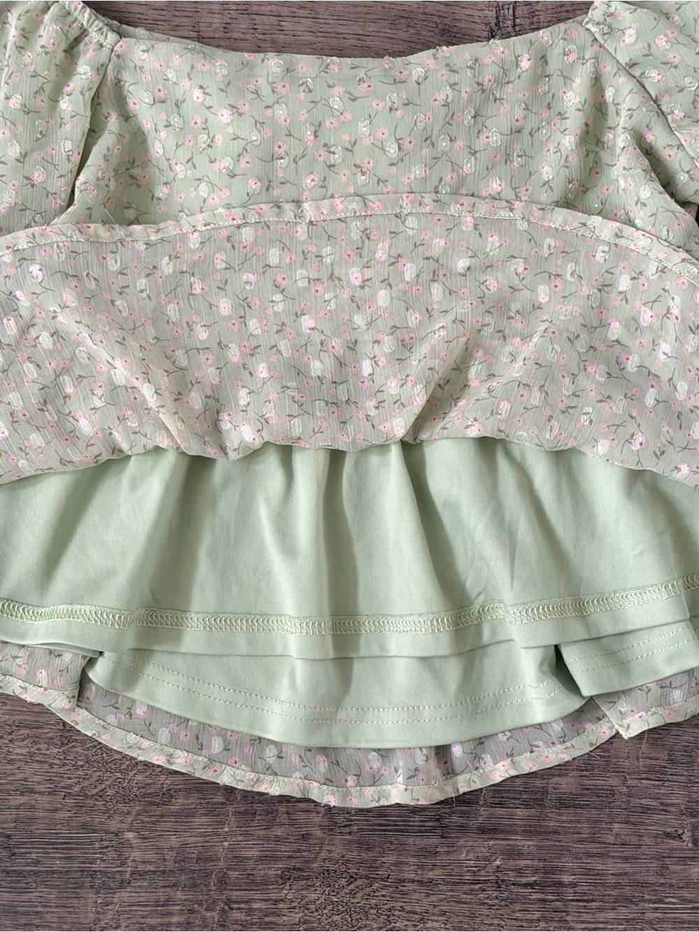 Altar'd State Floral Peplum Top Womens Size S Sage Green Cottagecore Coquette - Picture 9 of 12